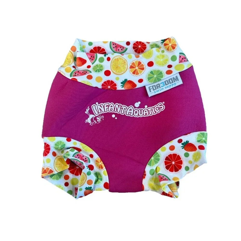 Swim Diaper Medium 18-25 Pounds Pink Fruit Girls Infant Aquatics
